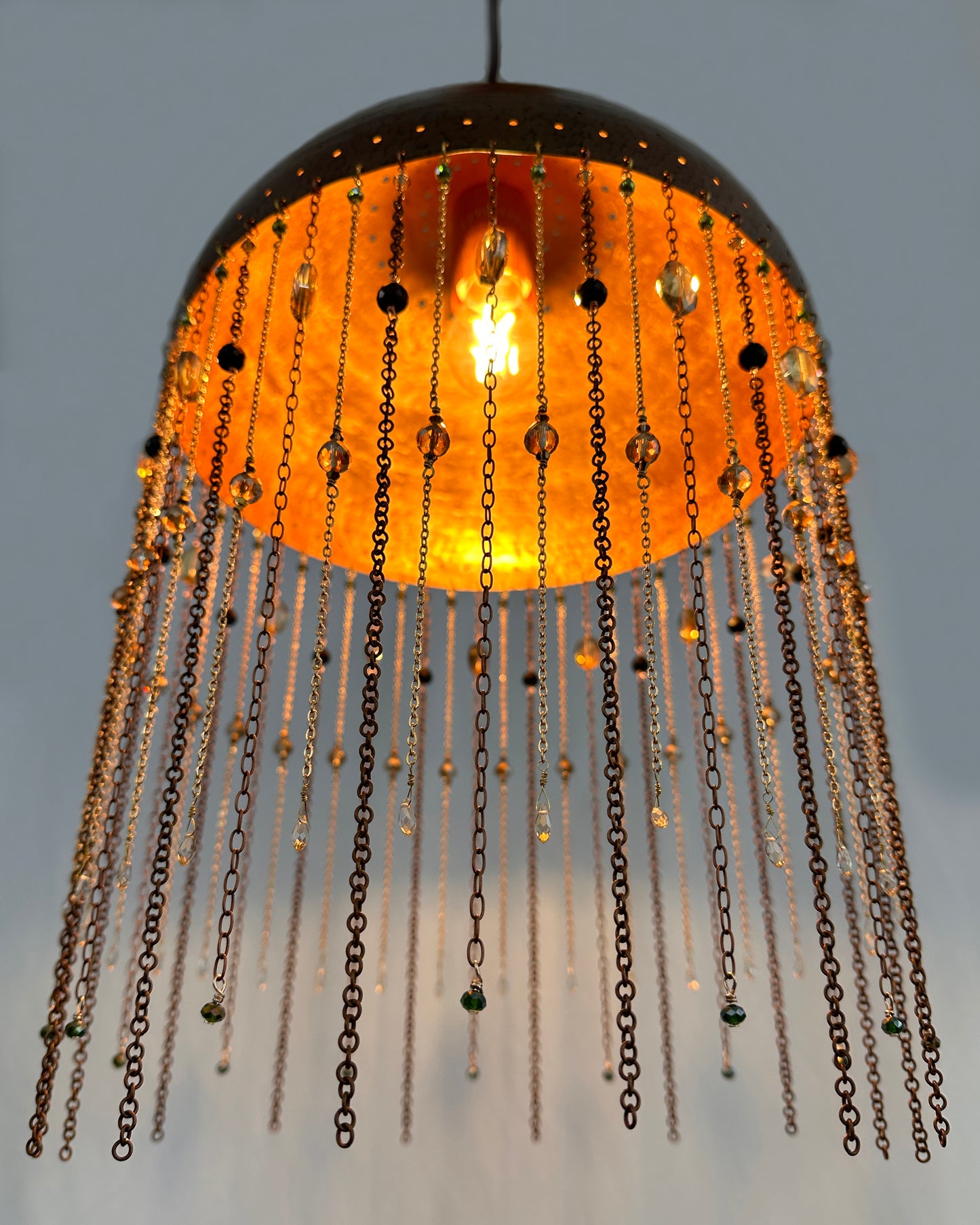 Red-Brown Black Crackle/Shadow-Casting Crystal Pendant Lamp