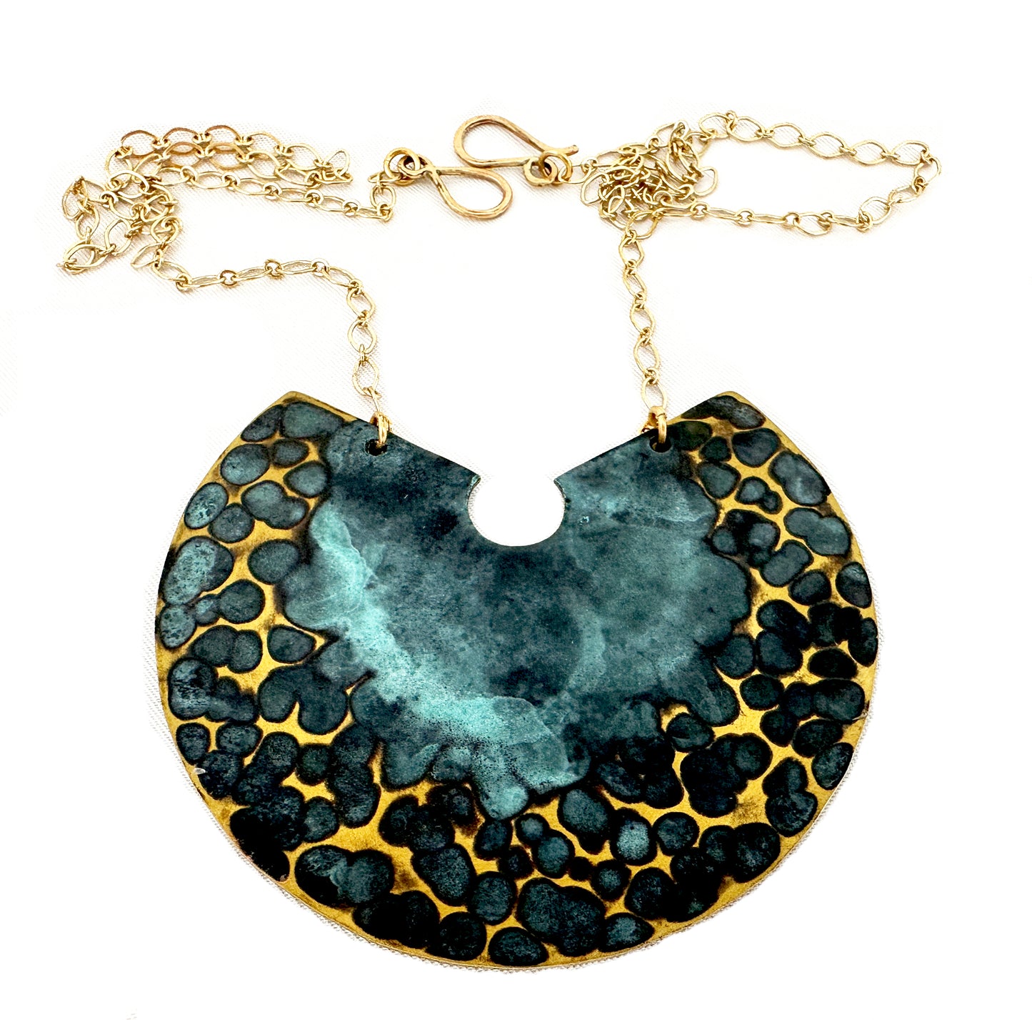 Snake Shed Necklace- Reversible Cupric Patina- Brass