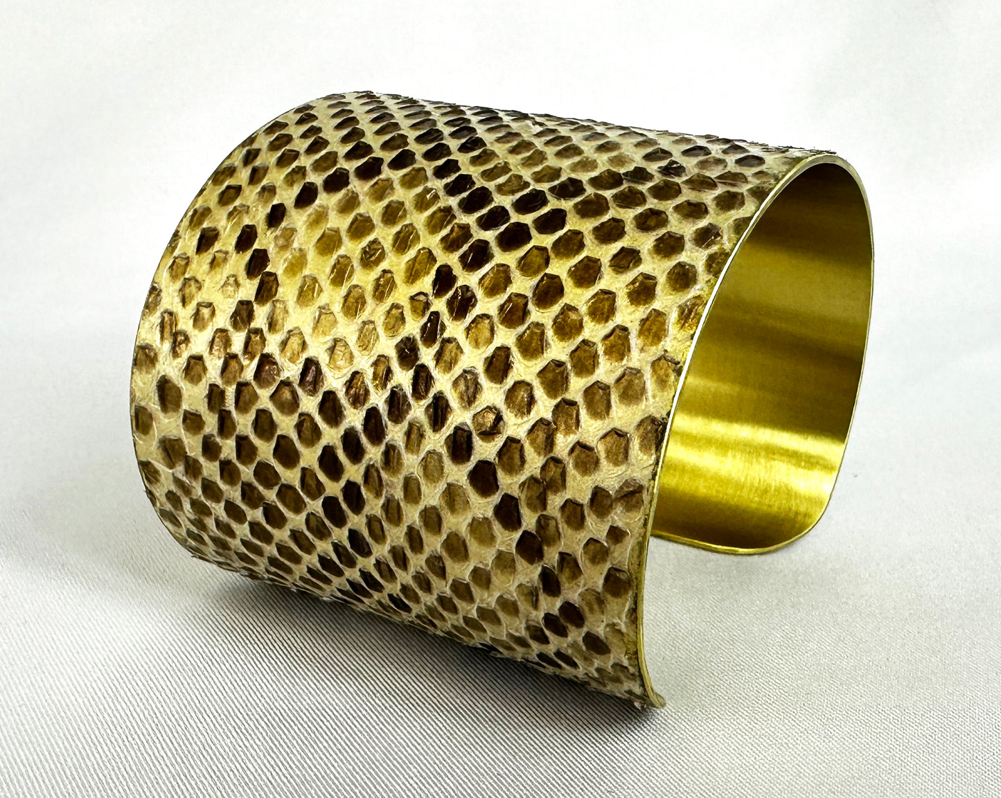 Reticulated Python Brass Cuff Bracelet (Bare Metal)