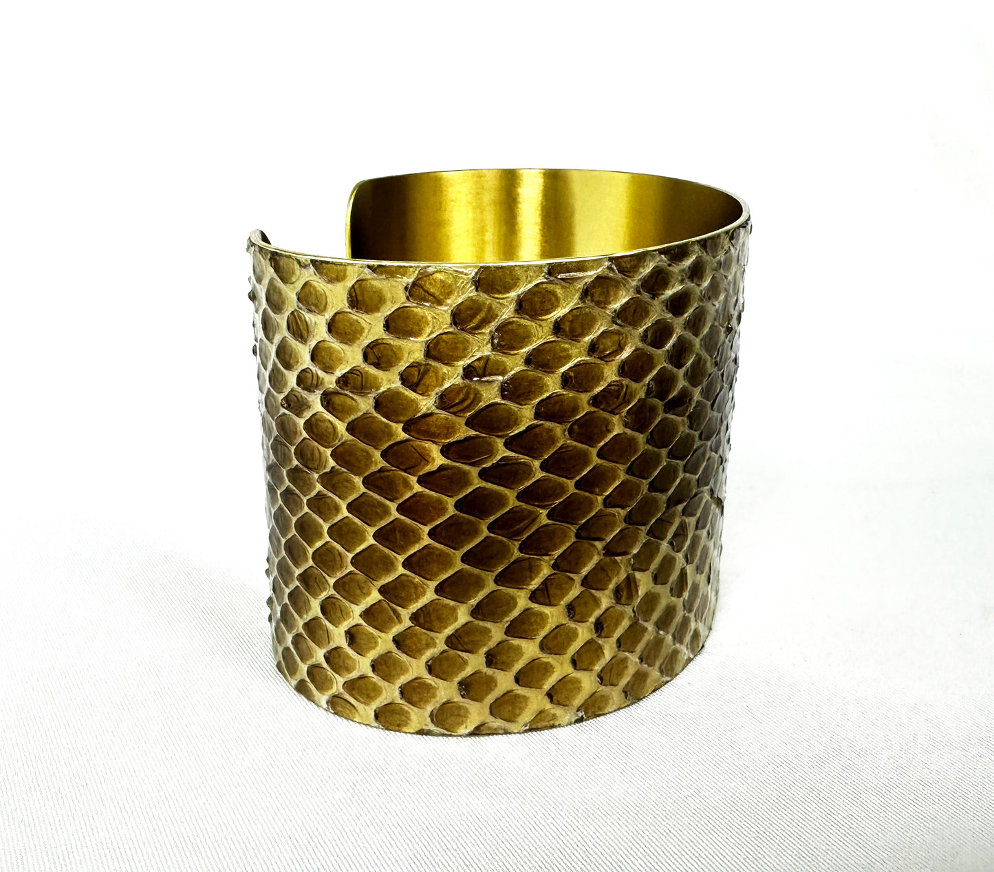 2" Brass Snake Shed Cuff Bracelet (Mexican Black Kingsnake)