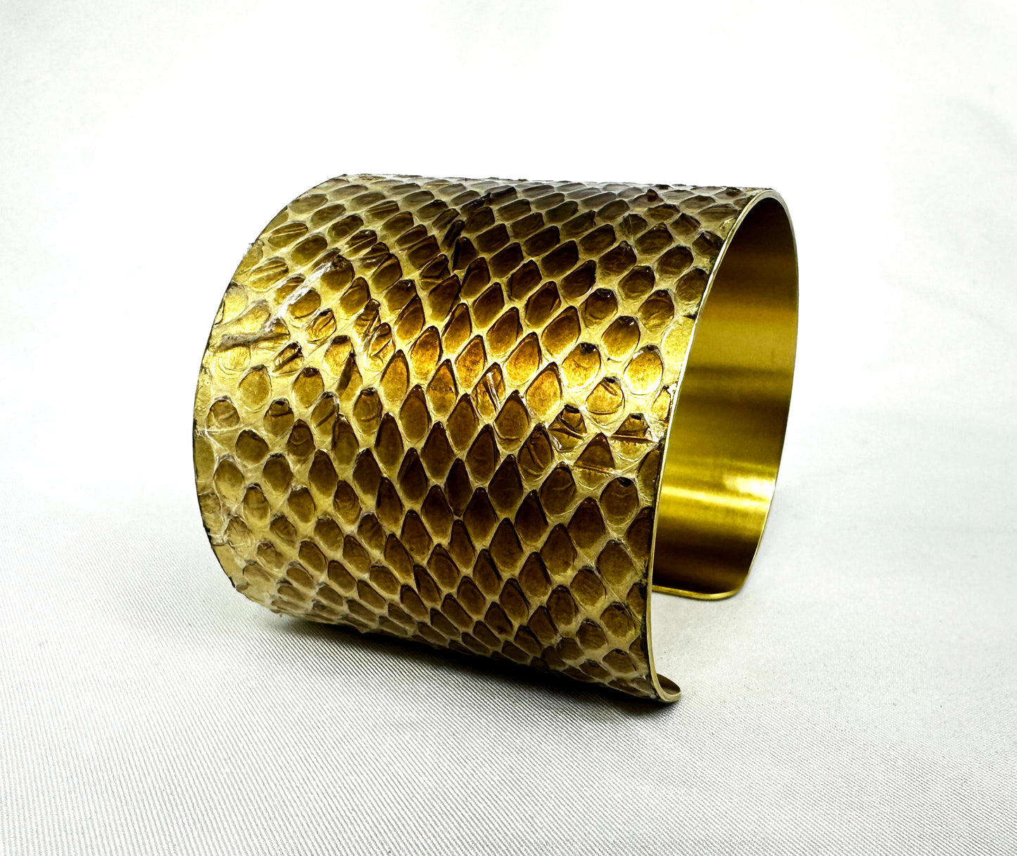 2" Brass Snake Shed Cuff Bracelet (Mexican Black Kingsnake)