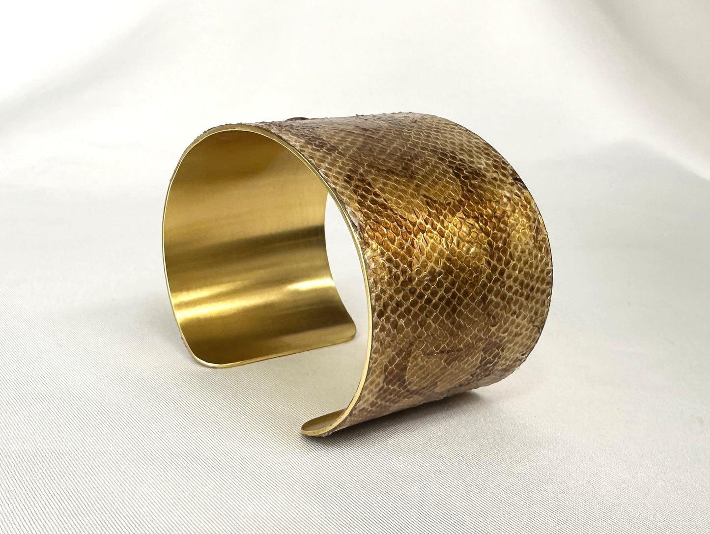 1.5" Brass Snake Shed Cuff Bracelet (Dumerils Boa)