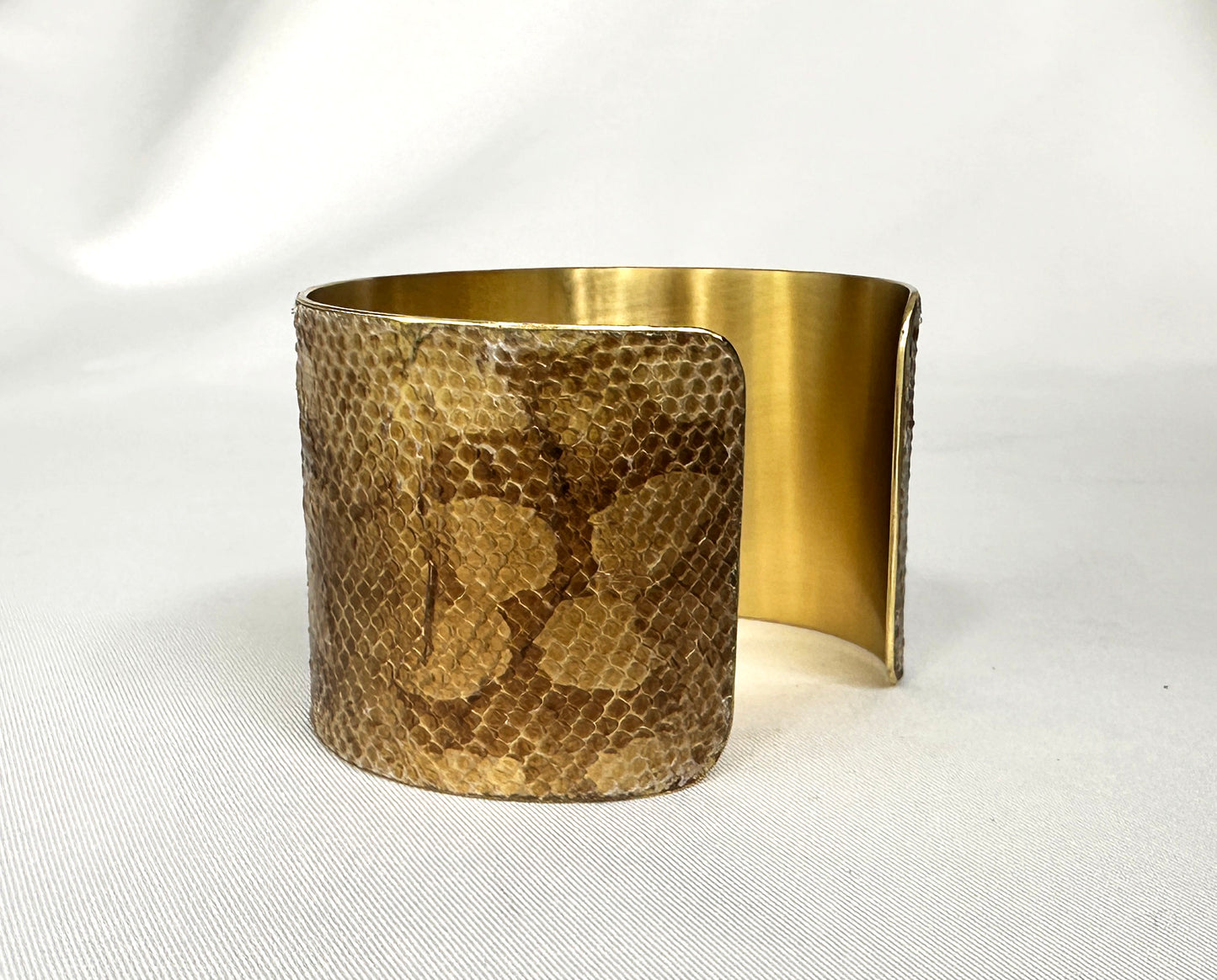 1.5" Brass Snake Shed Cuff Bracelet (Dumerils Boa)