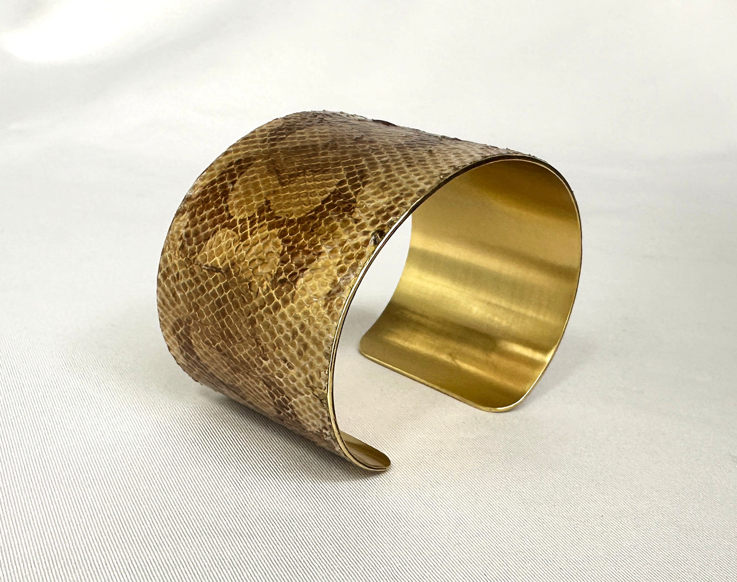 1.5" Brass Snake Shed Cuff Bracelet (Dumerils Boa)