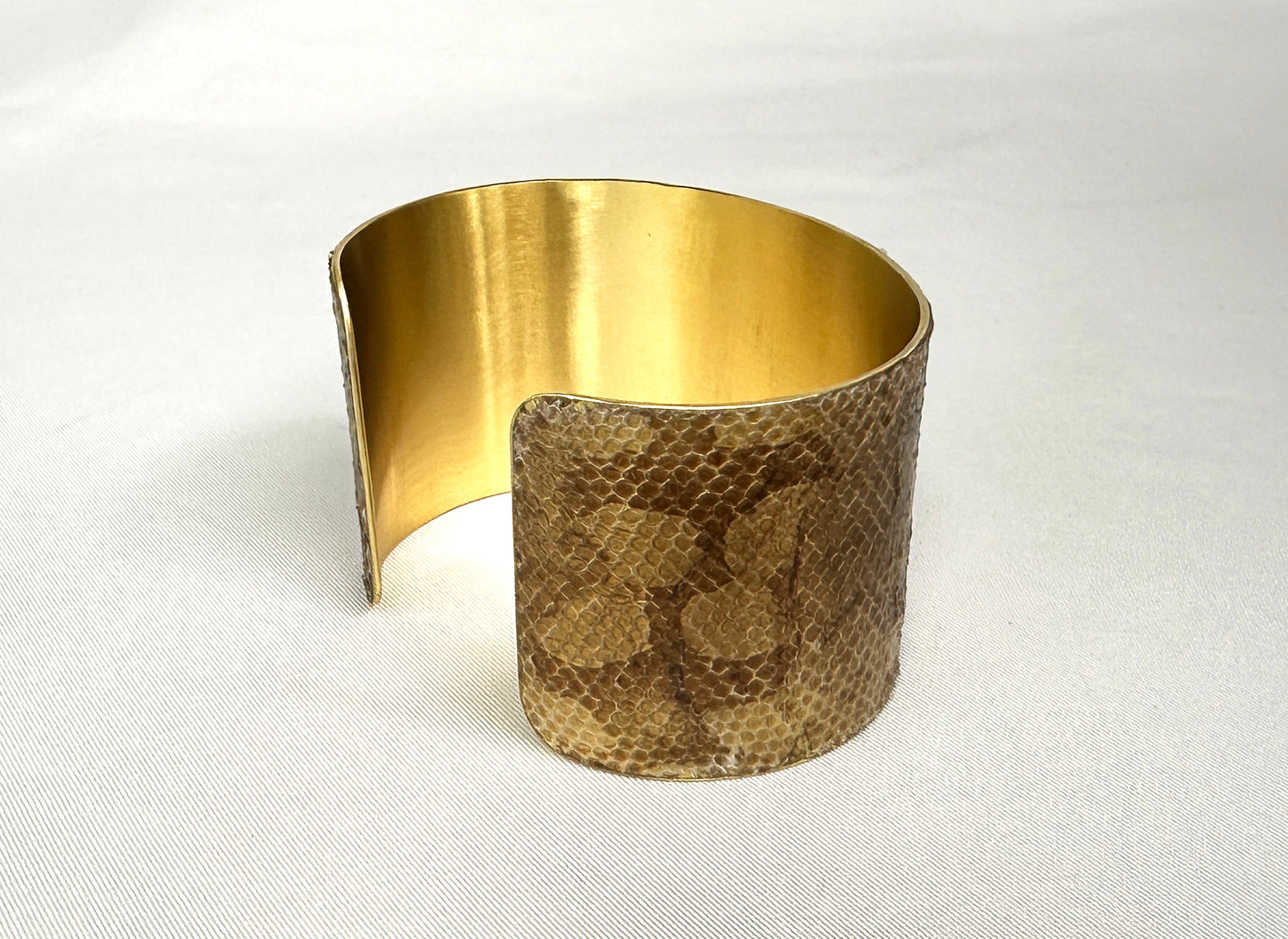 1.5" Brass Snake Shed Cuff Bracelet (Dumerils Boa)