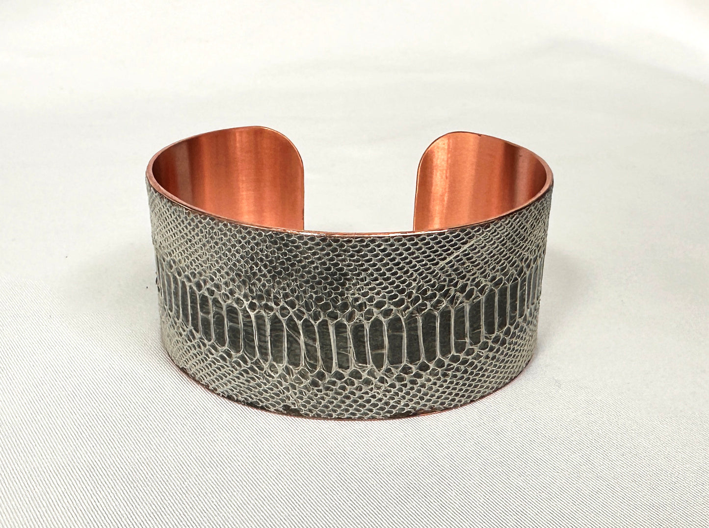 Custom Snake Shed Cuff Bracelet with Antique Patina