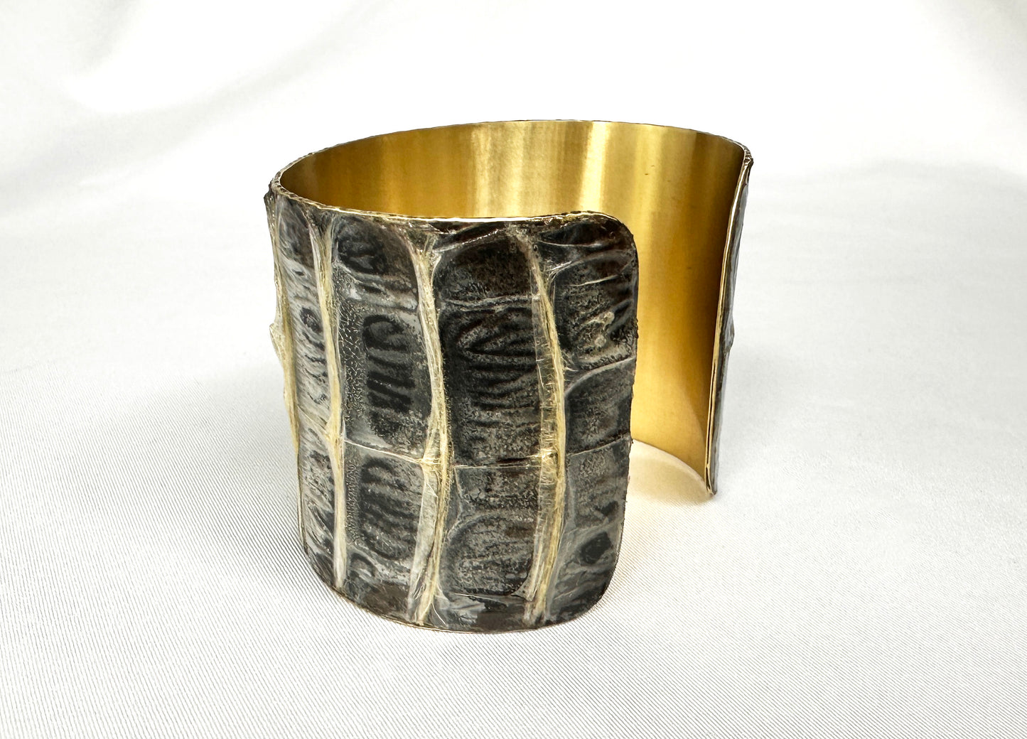 Custom Snake Shed Cuff Bracelet with Antique Patina