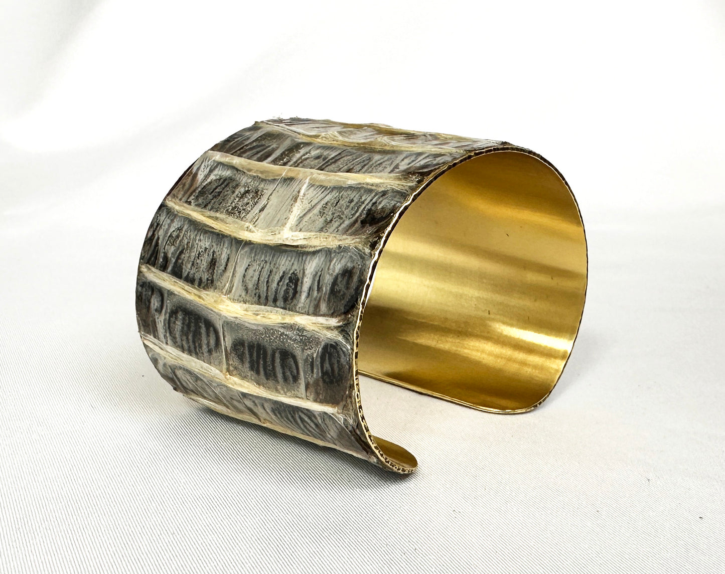 2" Antiqued Brass Snake Shed Cuff Bracelet (Eastern Indigo)