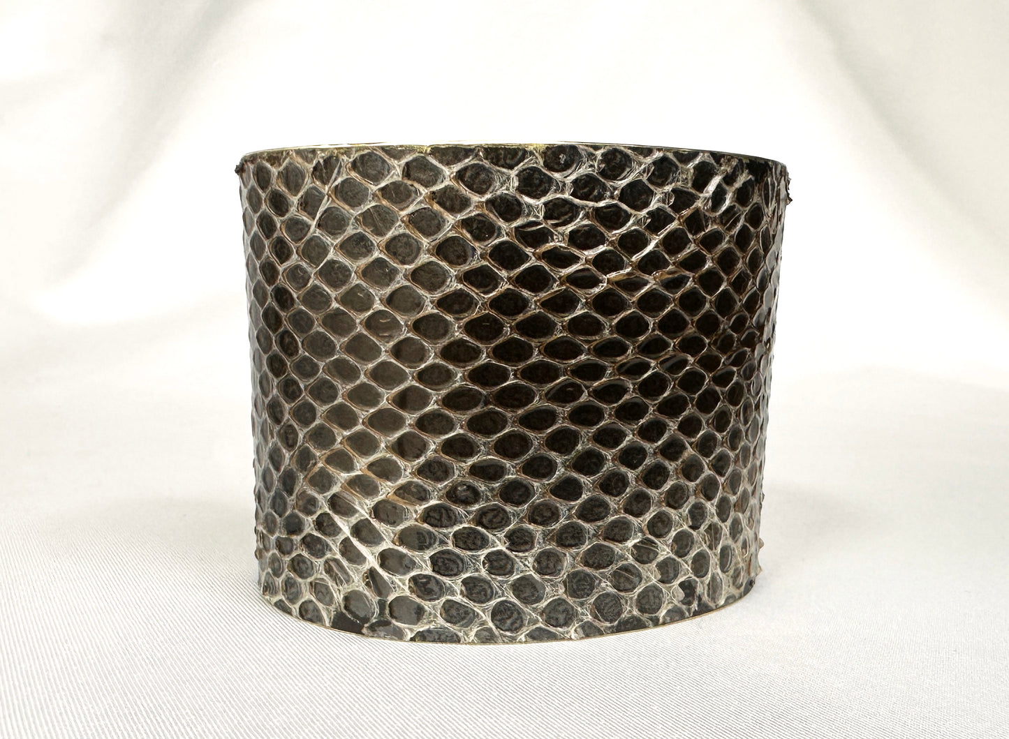 2" Antiqued Brass Snake Shed Cuff Bracelet (Mexican Black Kingsnake)