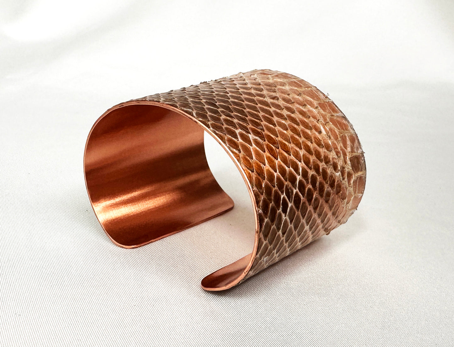 2" Copper Snake Shed Cuff Bracelet (Mexican Black Kingsnake)