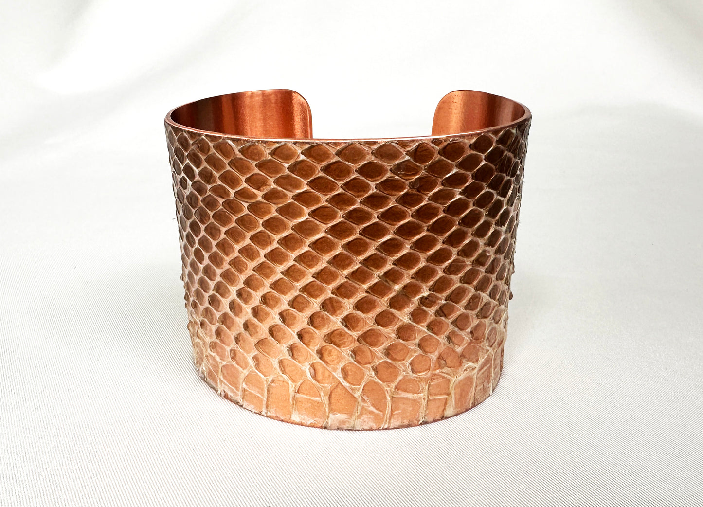 2" Copper Snake Shed Cuff Bracelet (Mexican Black Kingsnake)