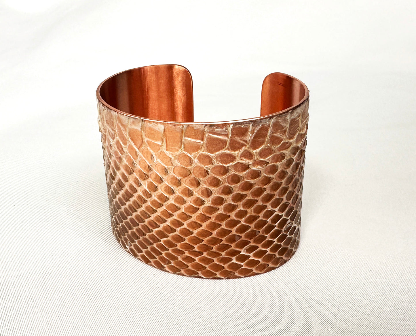 2" Copper Snake Shed Cuff Bracelet (Mexican Black Kingsnake)
