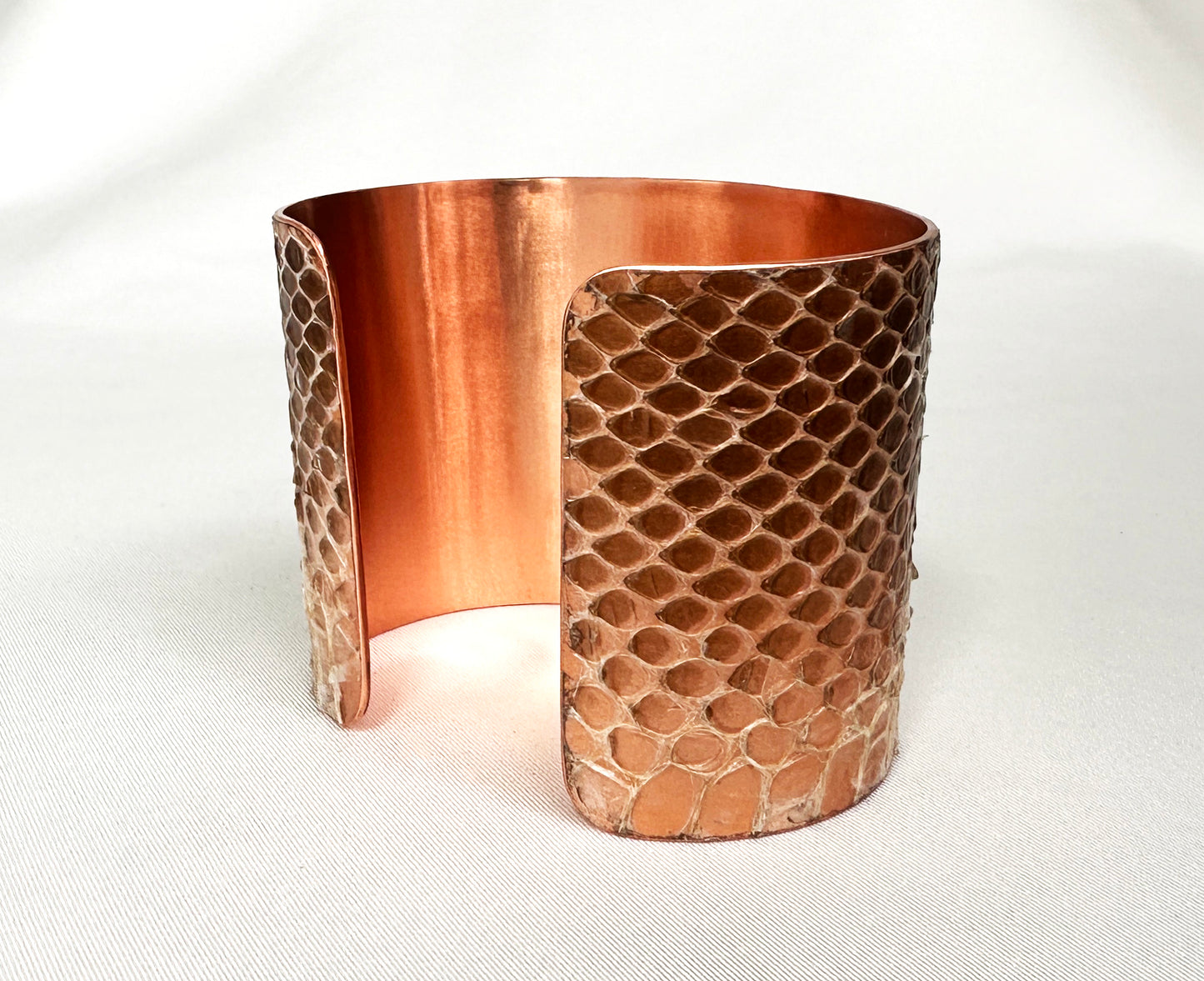 2" Copper Snake Shed Cuff Bracelet (Mexican Black Kingsnake)