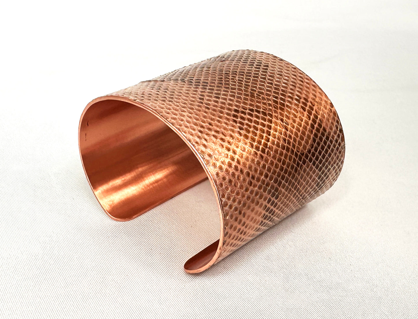 2" Copper Snake Shed Cuff Bracelet (Dumerils Boa)