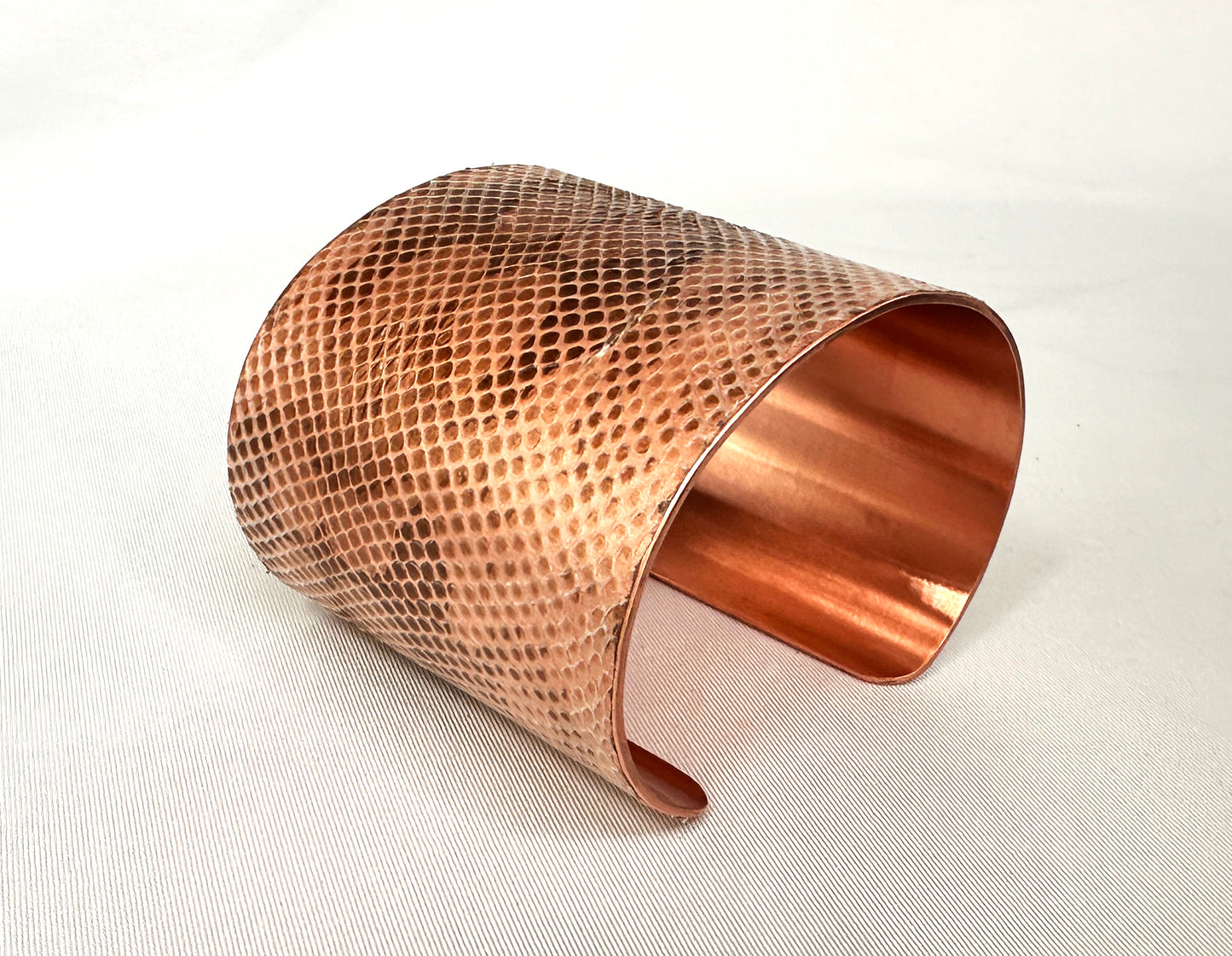 2" Copper Snake Shed Cuff Bracelet (Dumerils Boa)