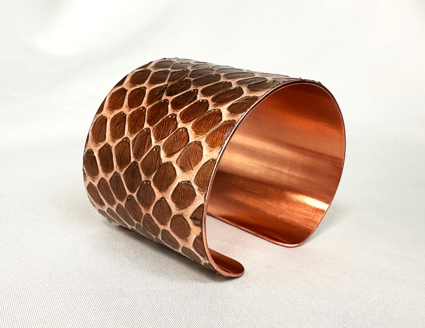 2" Copper Snake Shed Cuff Bracelet (Eastern Indigo)