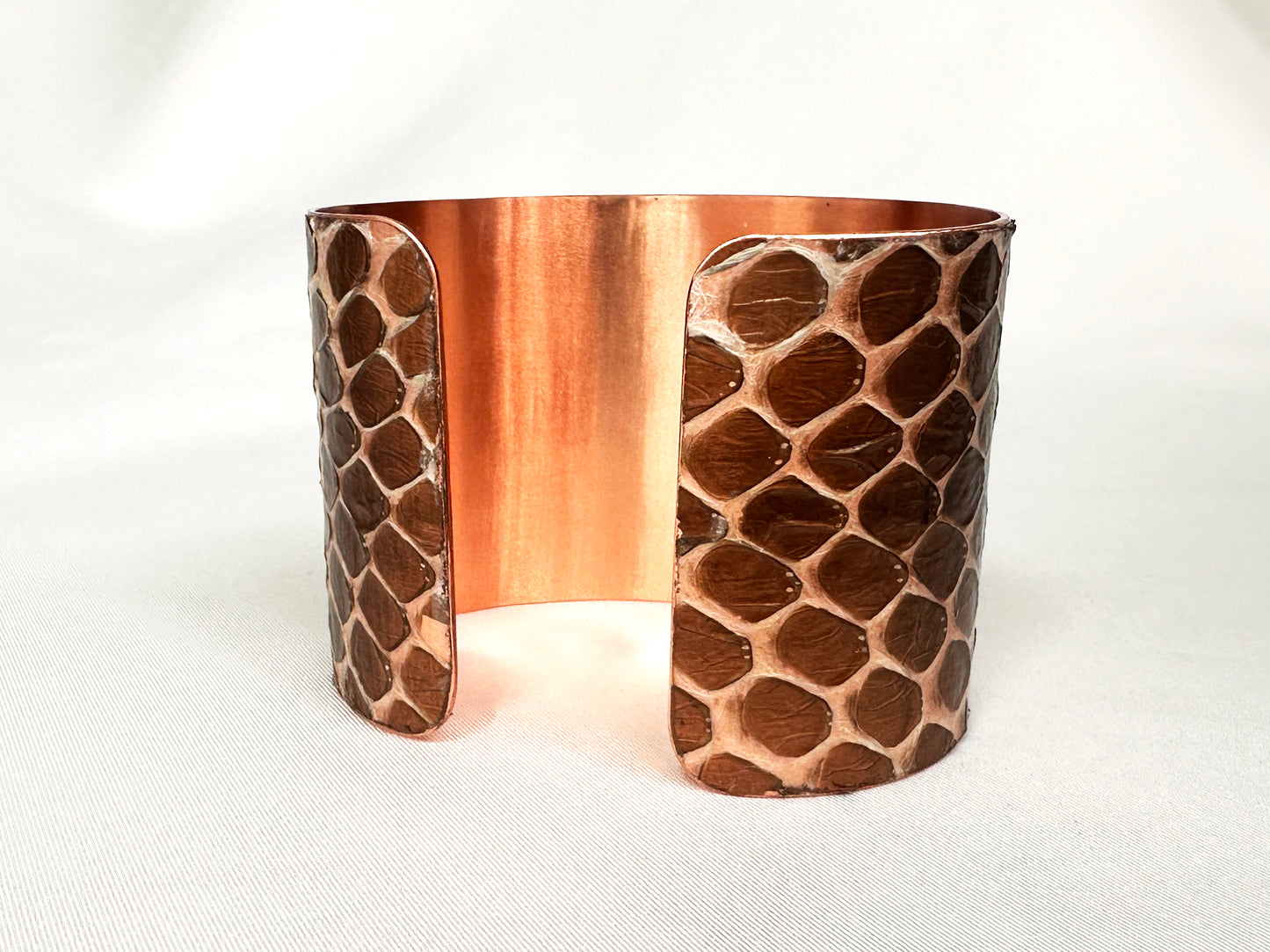 2" Copper Snake Shed Cuff Bracelet (Eastern Indigo)