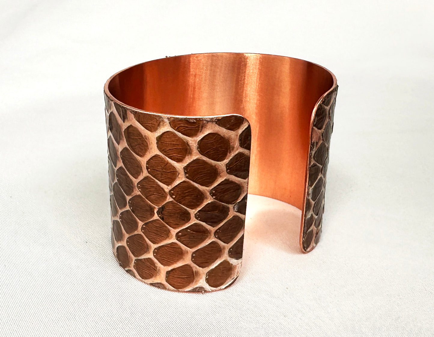 2" Copper Snake Shed Cuff Bracelet (Eastern Indigo)