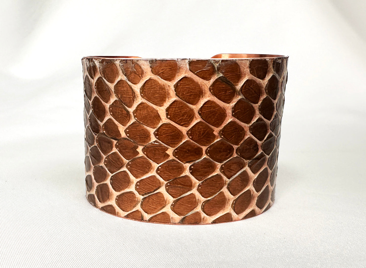 2" Copper Snake Shed Cuff Bracelet (Eastern Indigo)