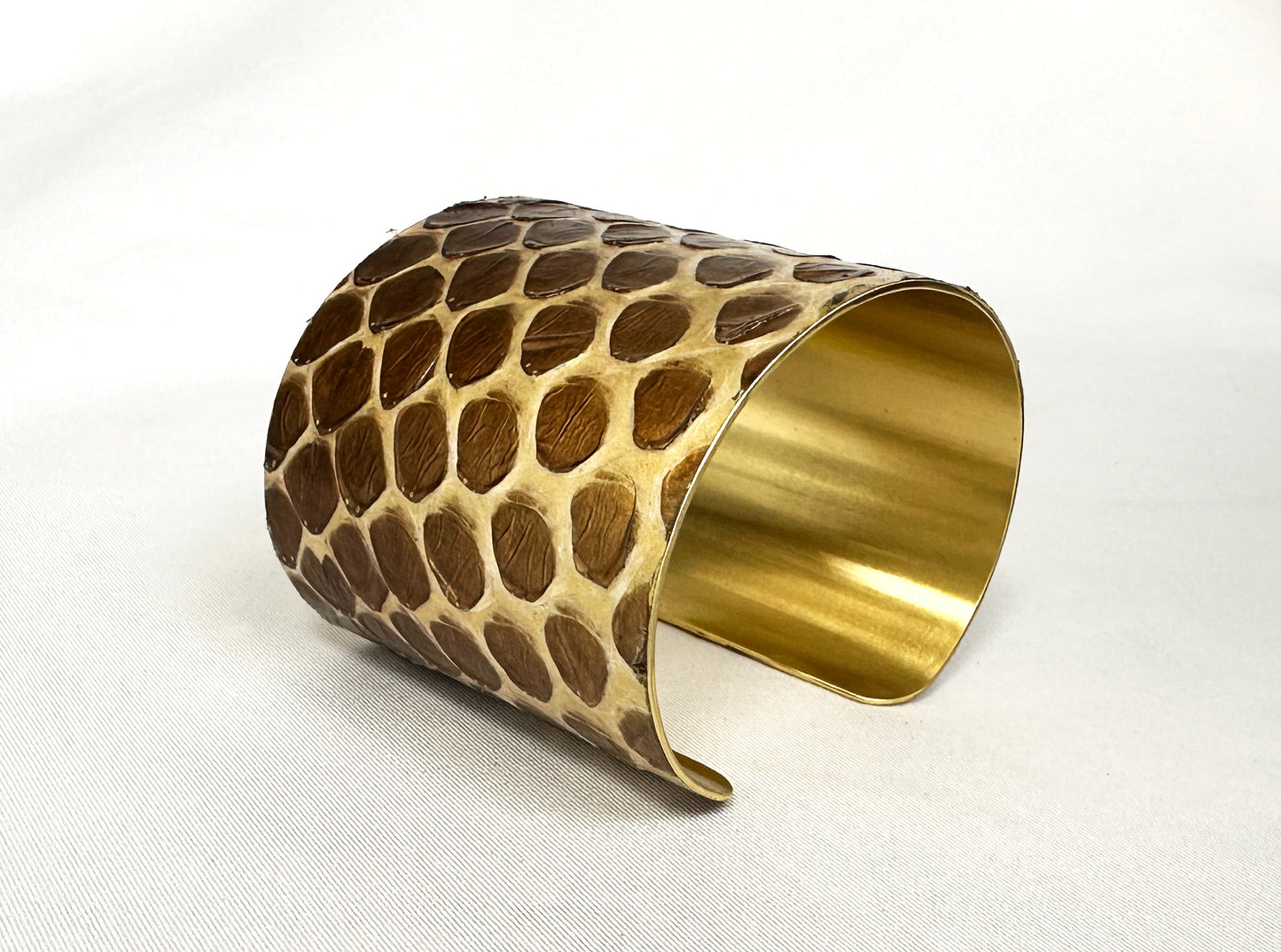 2" Brass Snake Shed Cuff Bracelet (Eastern Indigo)