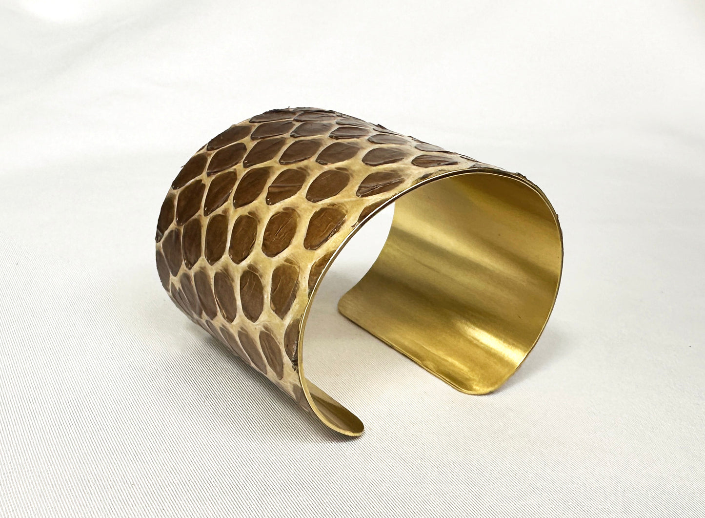 2" Brass Snake Shed Cuff Bracelet (Eastern Indigo)