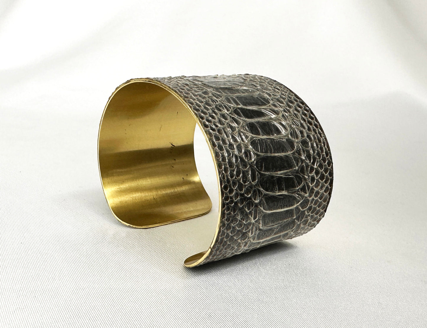 Custom Snake Shed Cuff Bracelet with Antique Patina