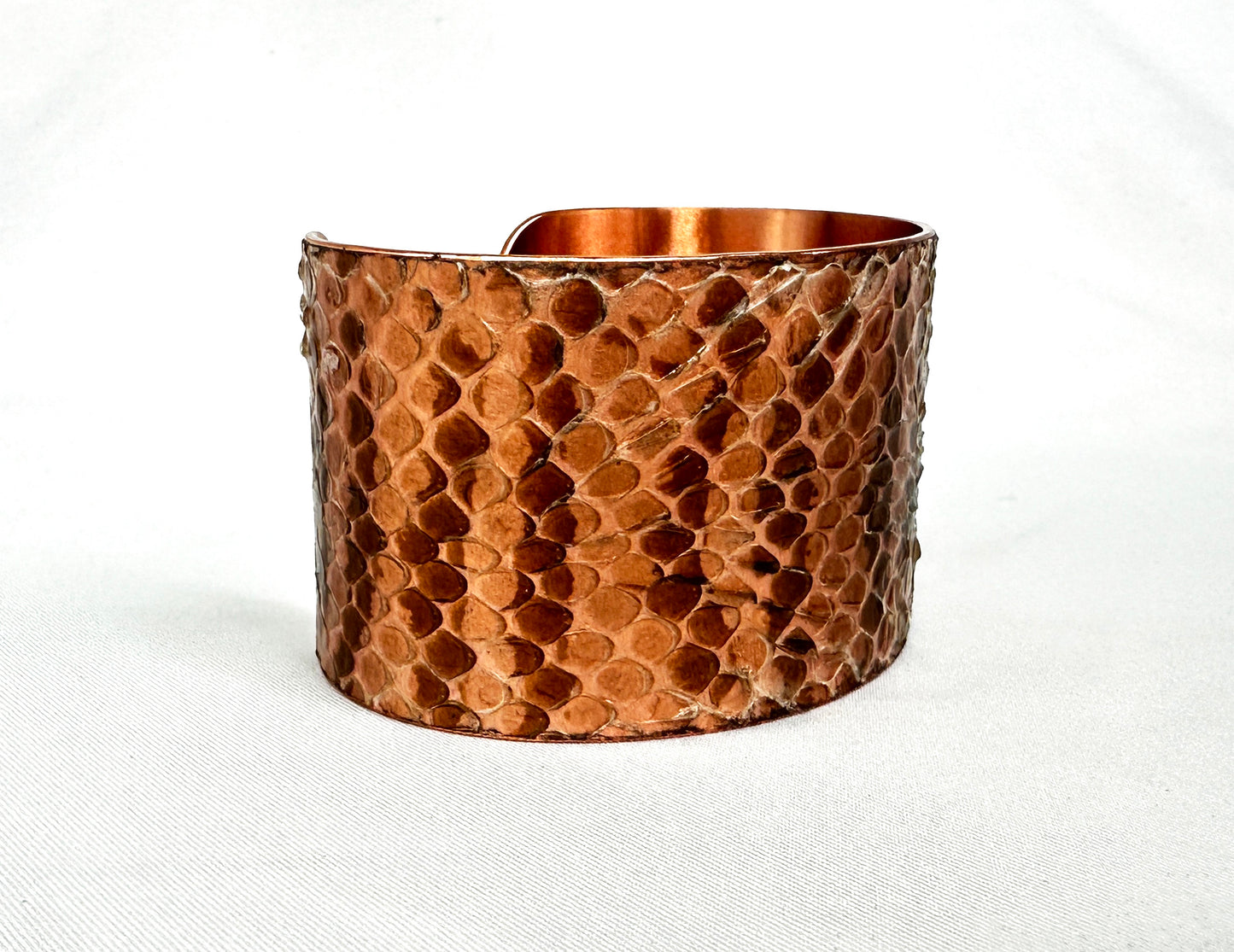1.5" Copper Snake Shed Cuff Bracelet (Tarahumara Mountain Kingsnake)