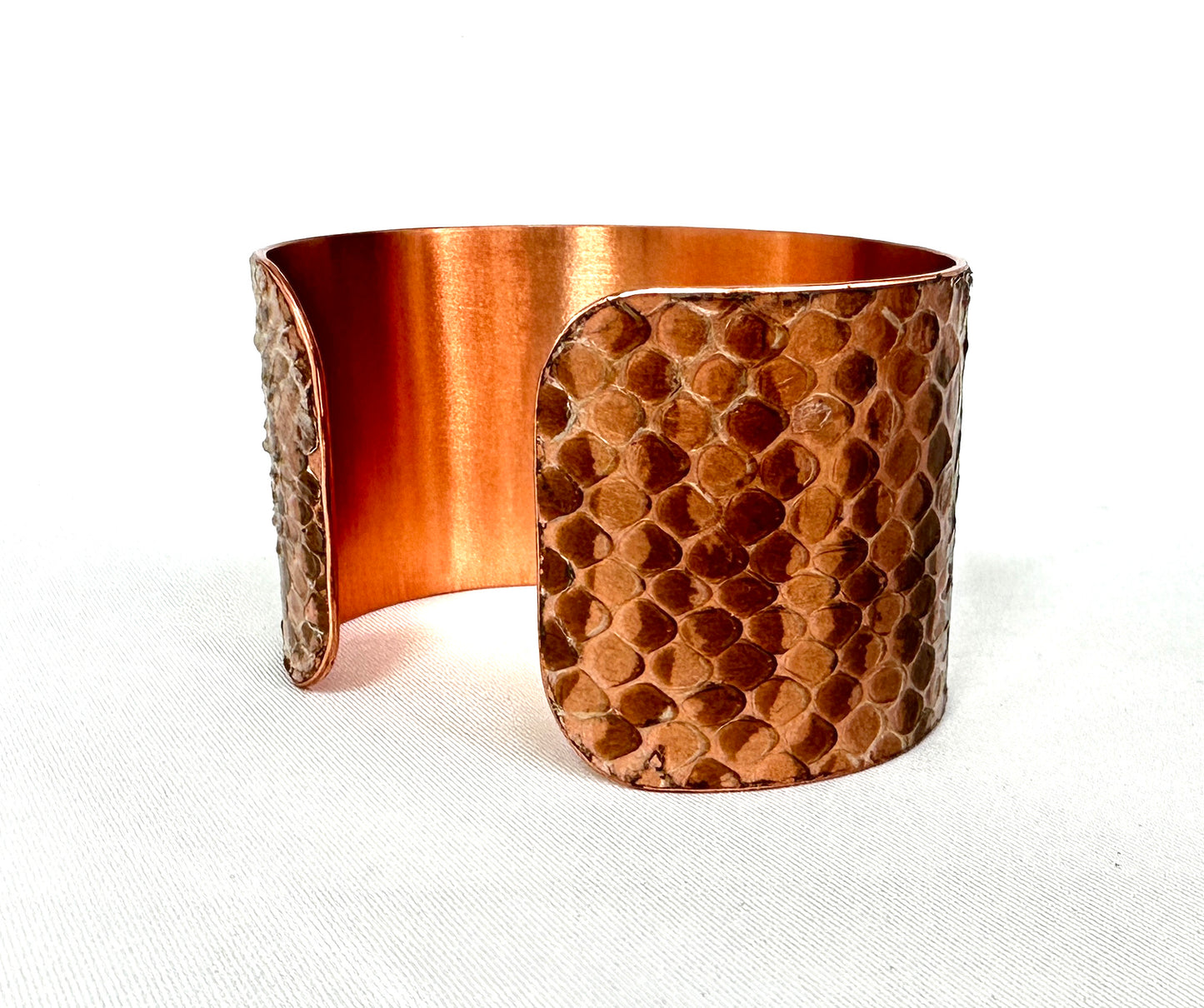 1.5" Copper Snake Shed Cuff Bracelet (Tarahumara Mountain Kingsnake)