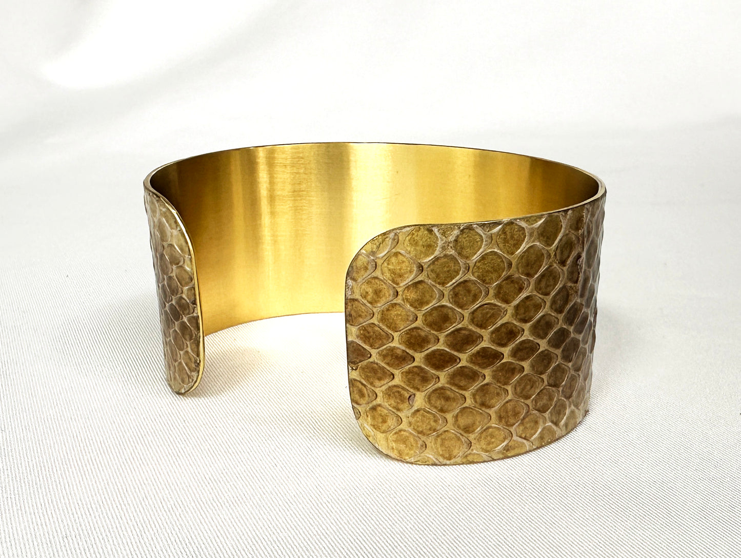 1.25" Brass Snake Shed Cuff Bracelet (Baron's Racer)