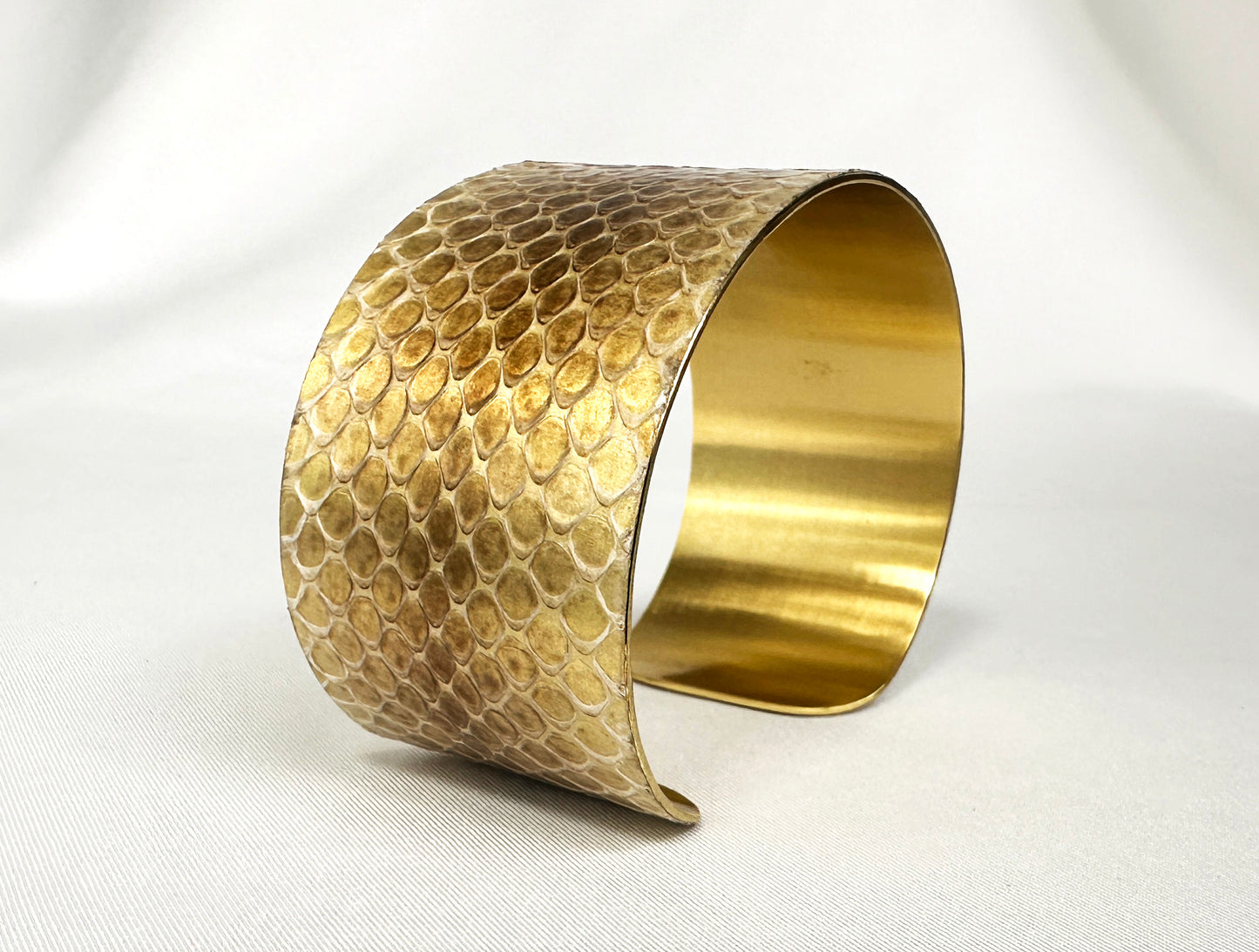 1.25" Brass Snake Shed Cuff Bracelet (Baron's Racer)