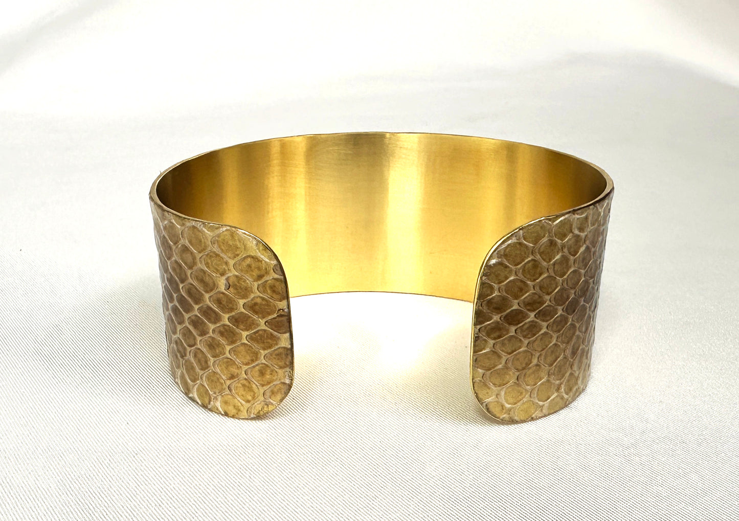 1.25" Brass Snake Shed Cuff Bracelet (Baron's Racer)