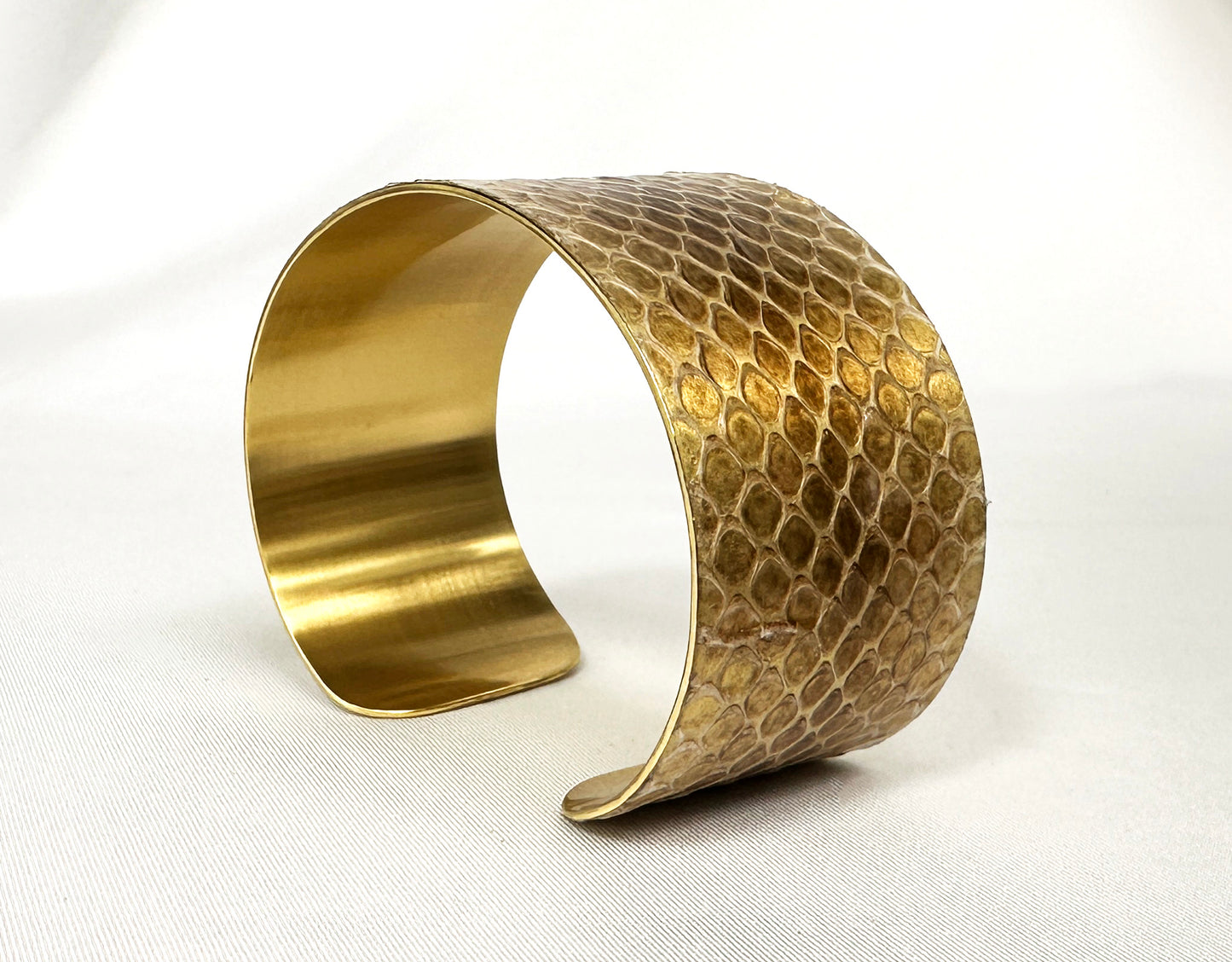 1.25" Brass Snake Shed Cuff Bracelet (Baron's Racer)