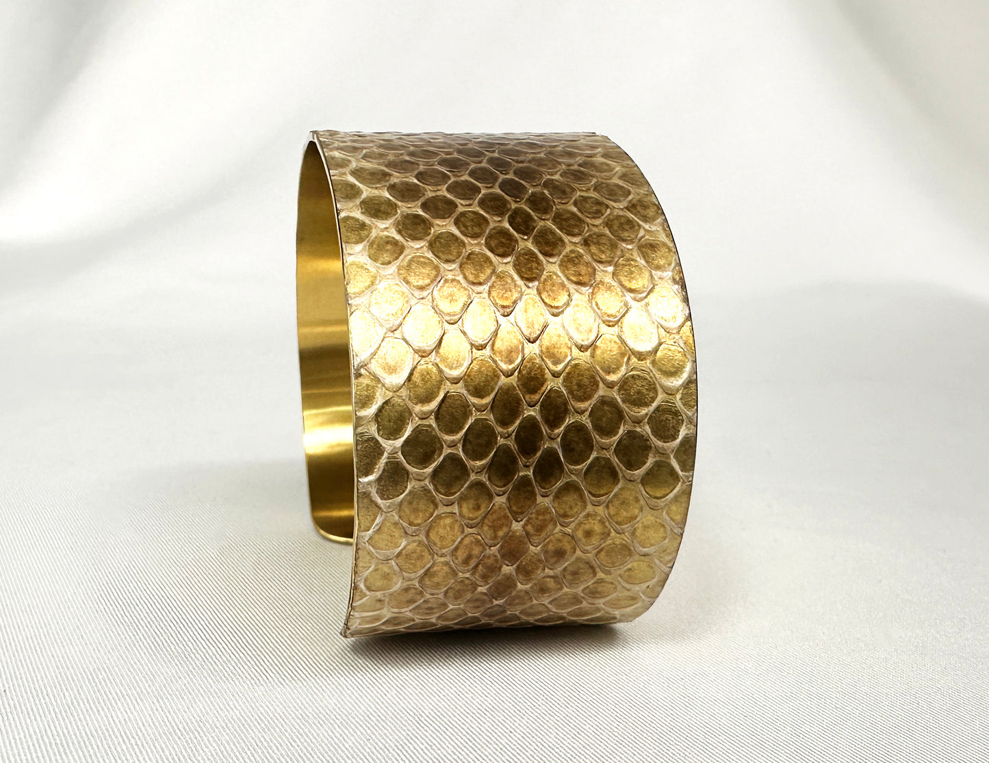 1.25" Brass Snake Shed Cuff Bracelet (Baron's Racer)