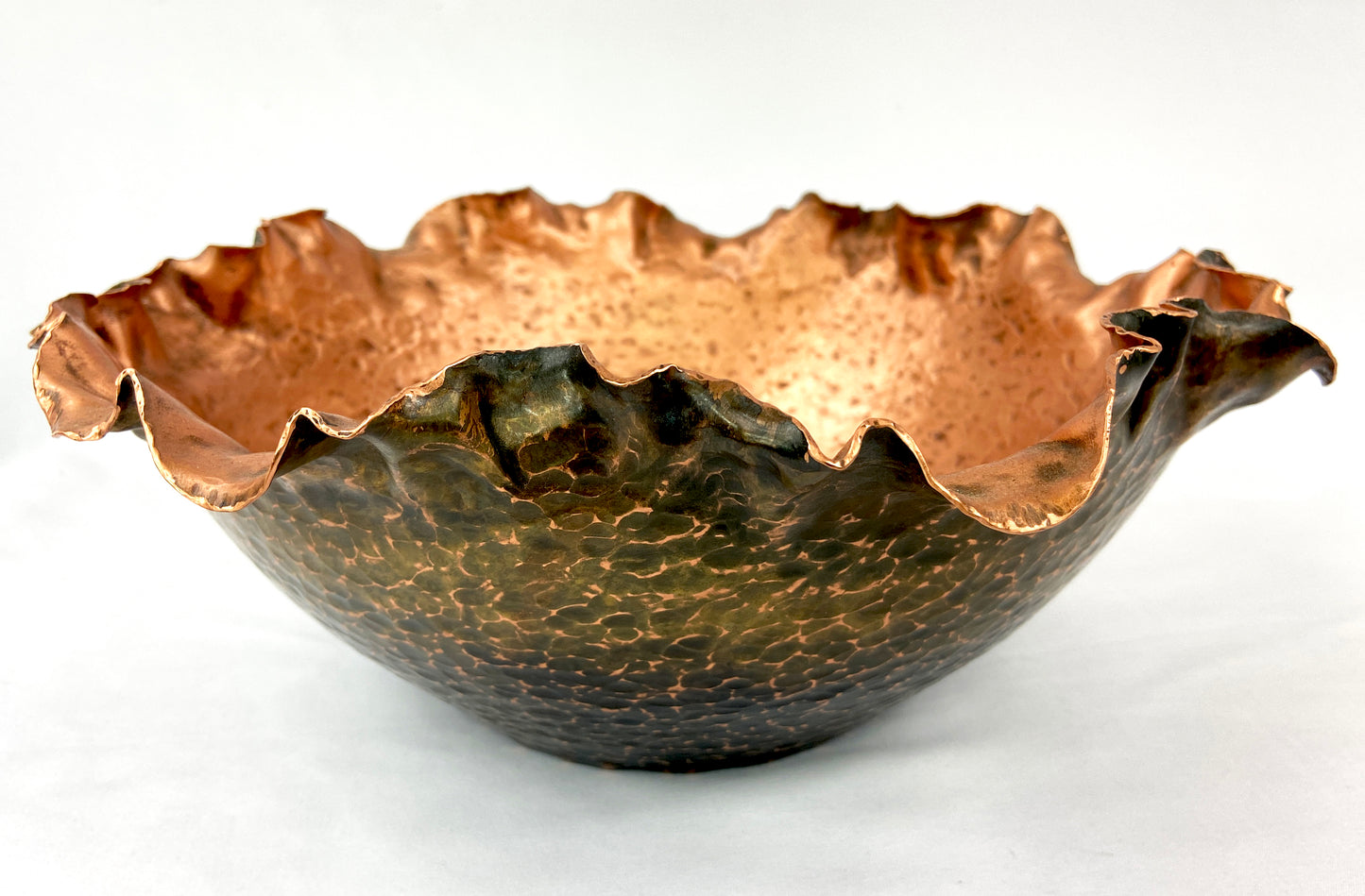 Medium Hammered Copper Floral Serving Bowl