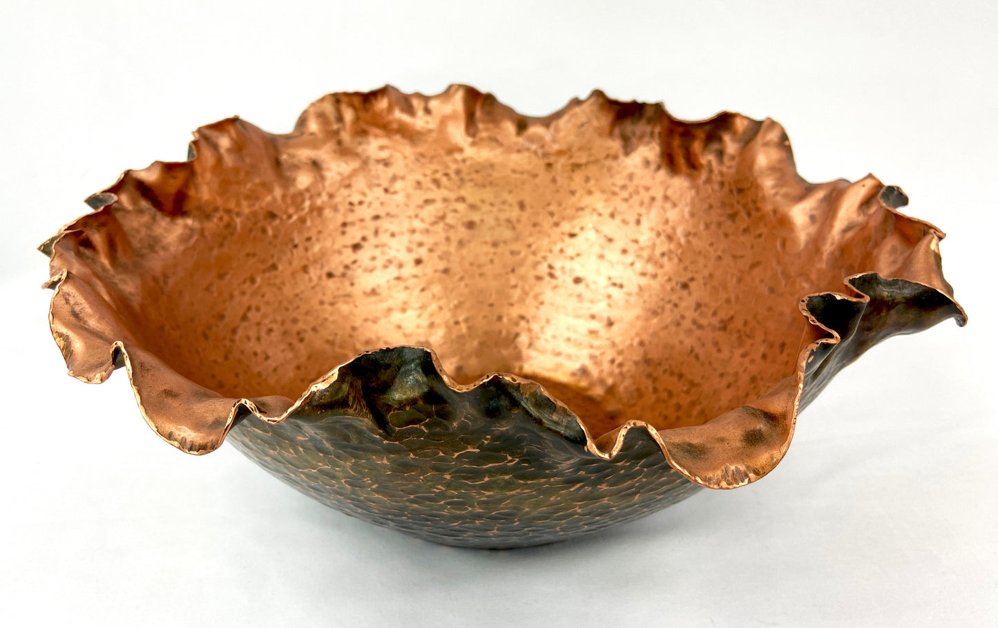 Medium Hammered Copper Floral Serving Bowl