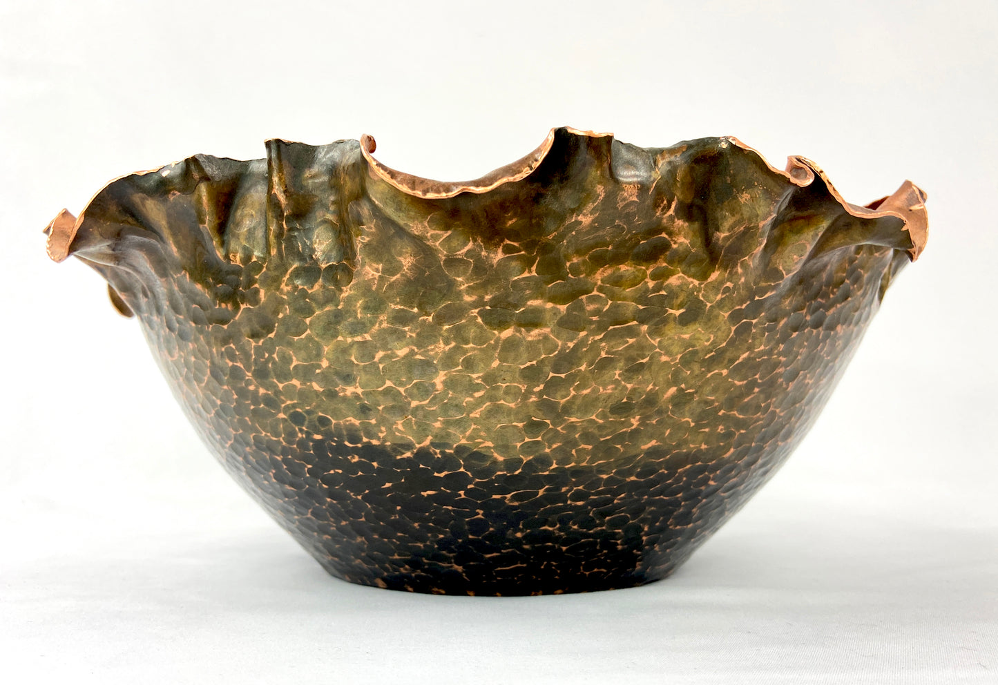 Medium Hammered Copper Floral Serving Bowl