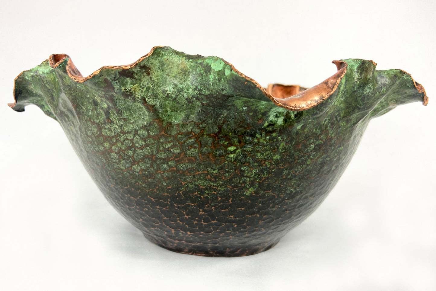 Large Green & Black Floral Serving Bowl