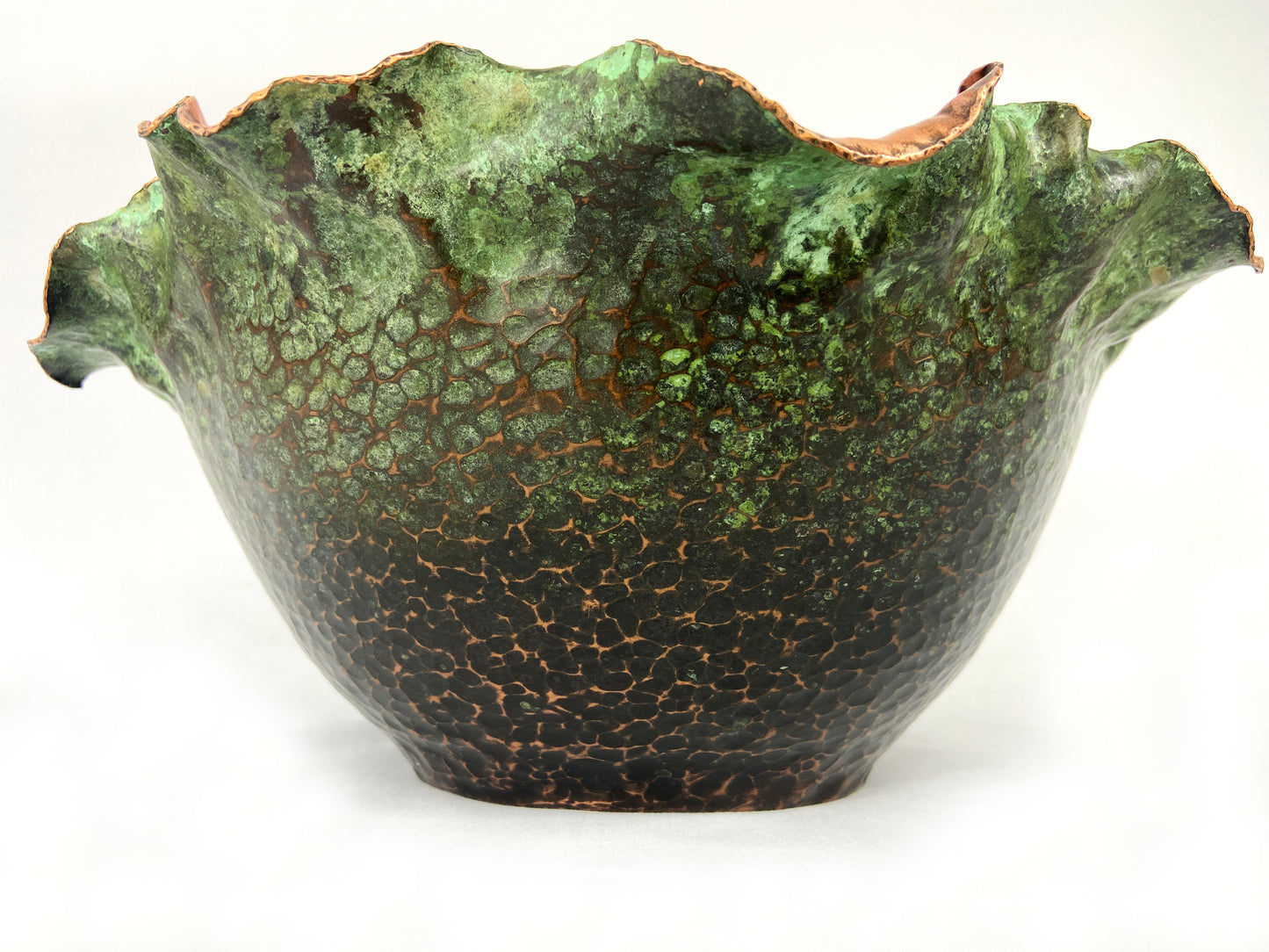 Large Green & Black Floral Serving Bowl