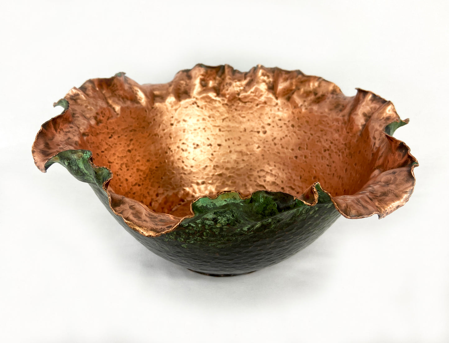 Large Green & Black Floral Serving Bowl