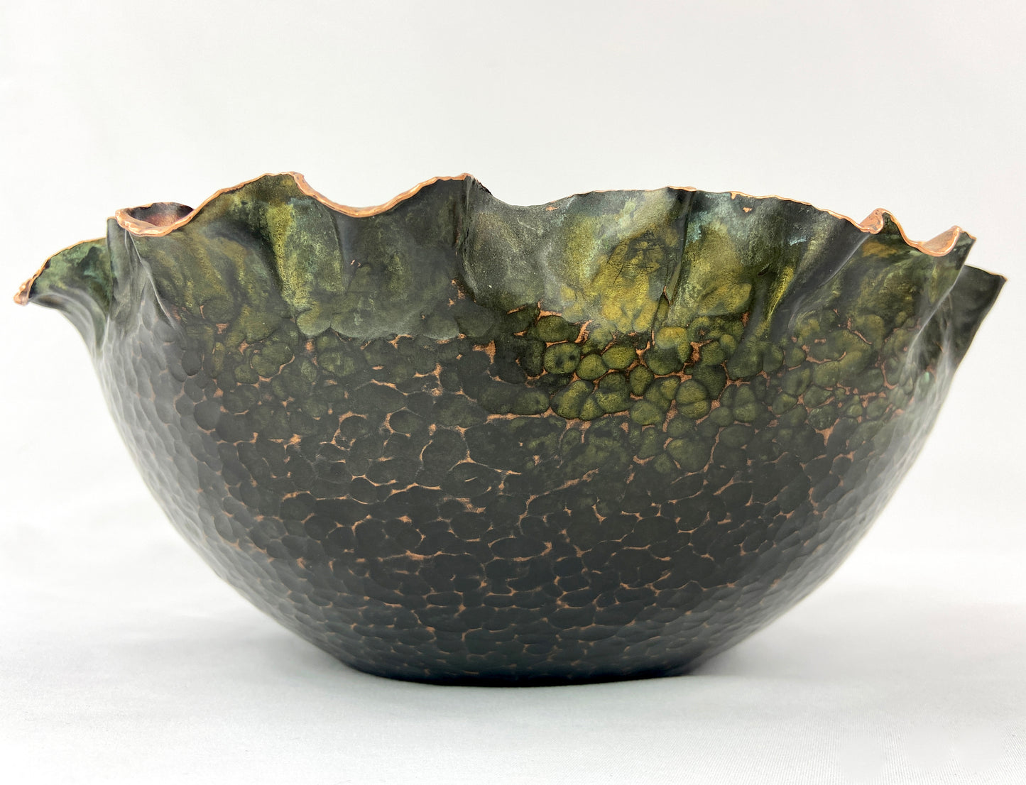 Medium Green & Black Floral Serving Bowl