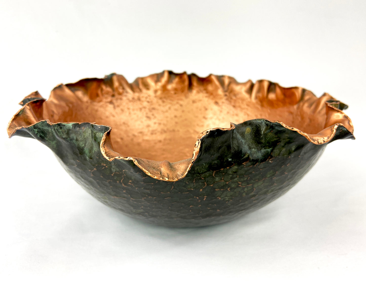 Medium Green & Black Floral Serving Bowl