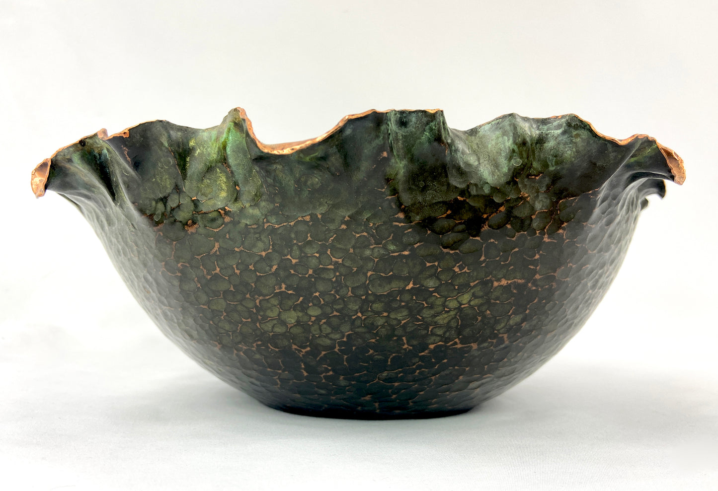 Medium Green & Black Floral Serving Bowl