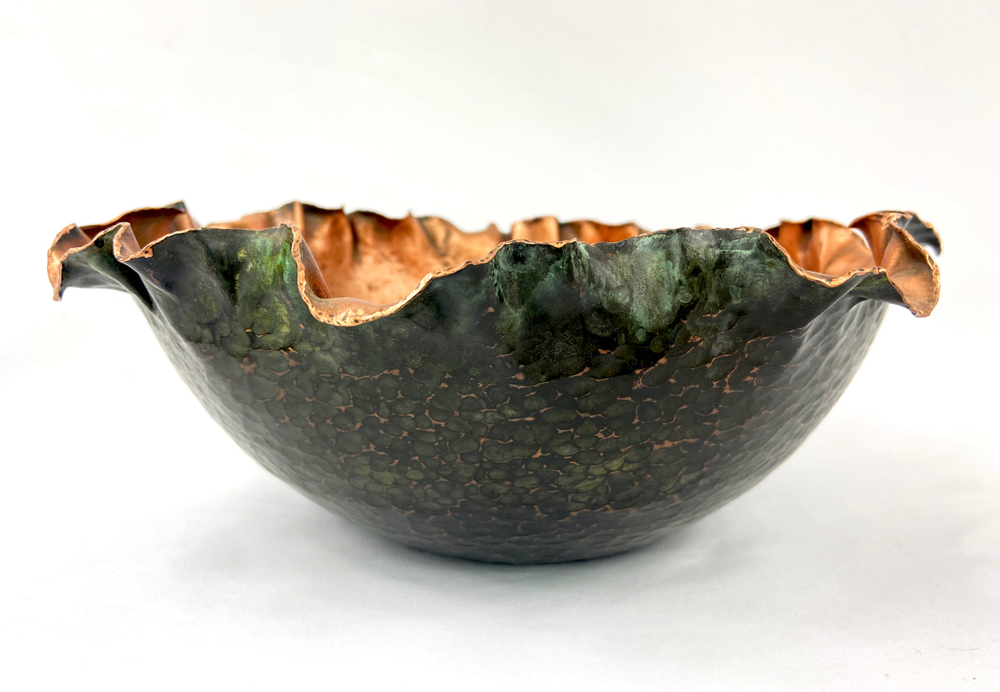 Medium Green & Black Floral Serving Bowl