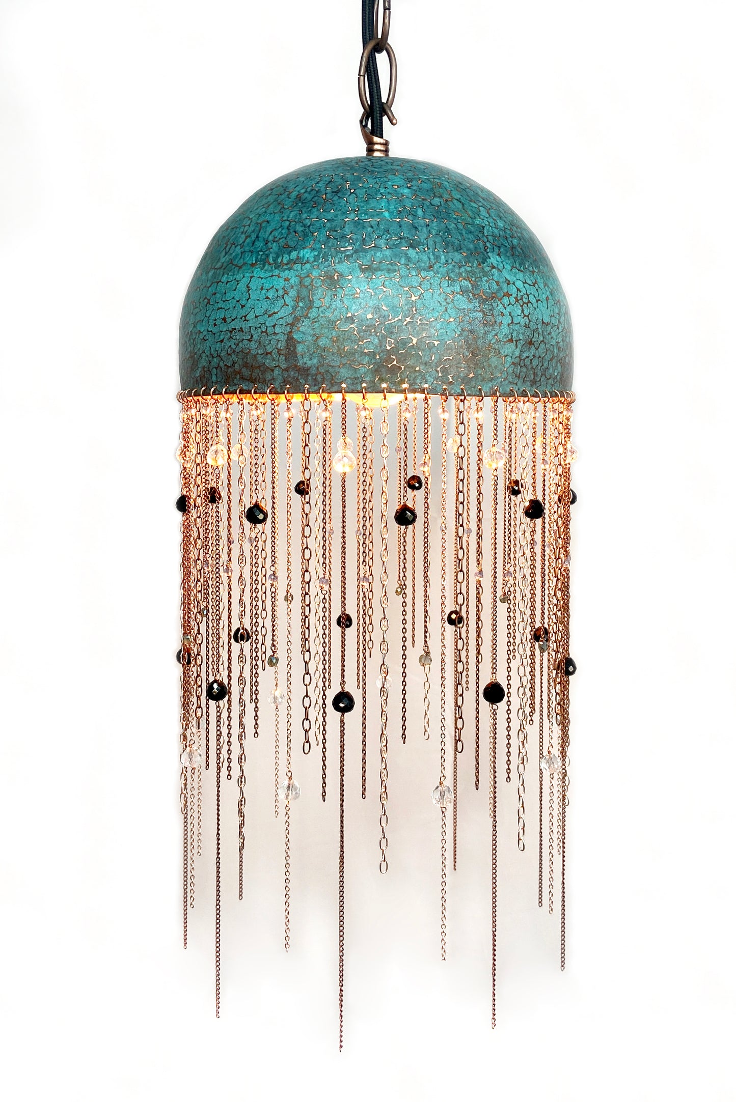 Blue long chain crystal Pendant Lamp