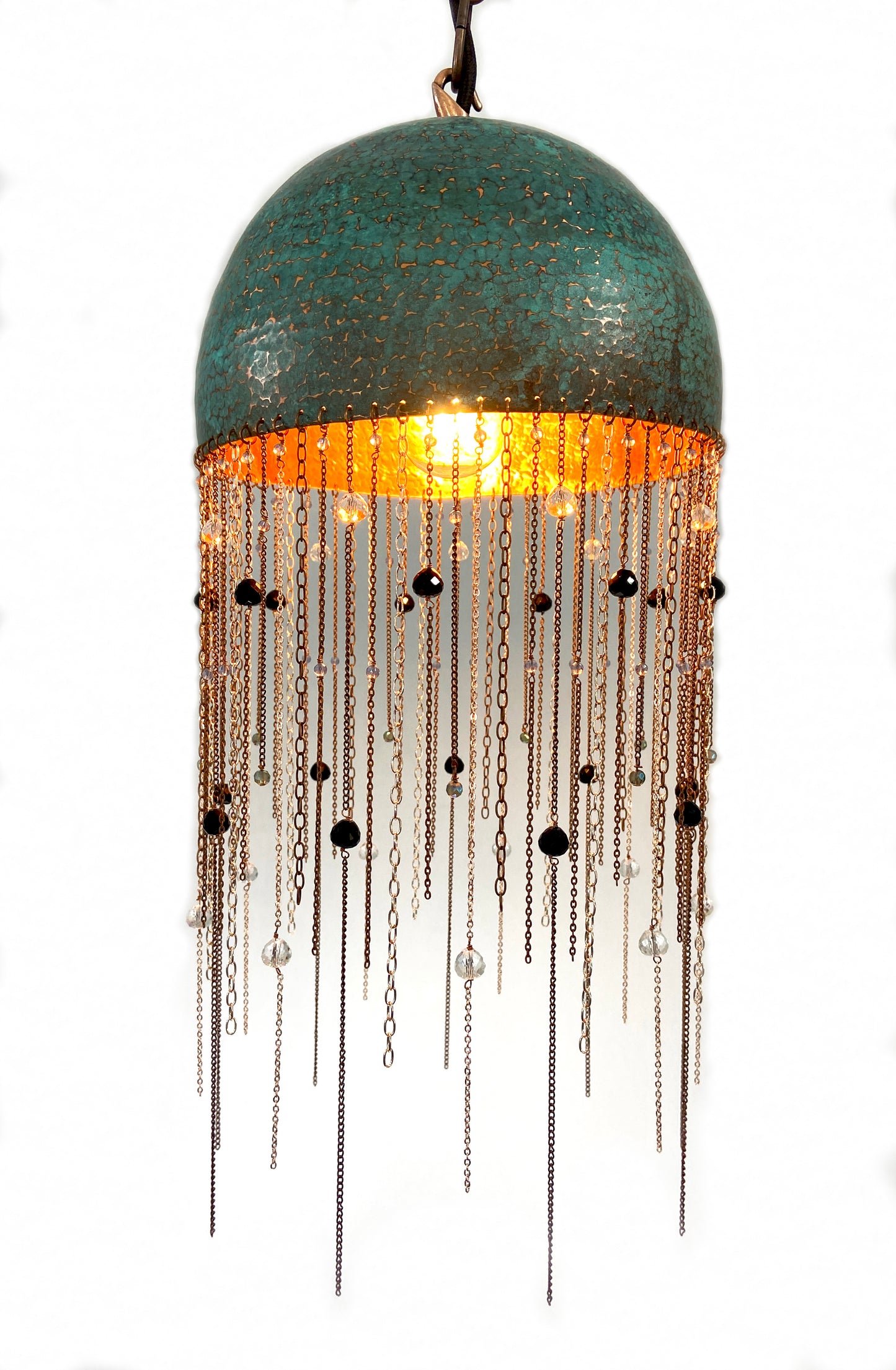 Blue long chain crystal Pendant Lamp