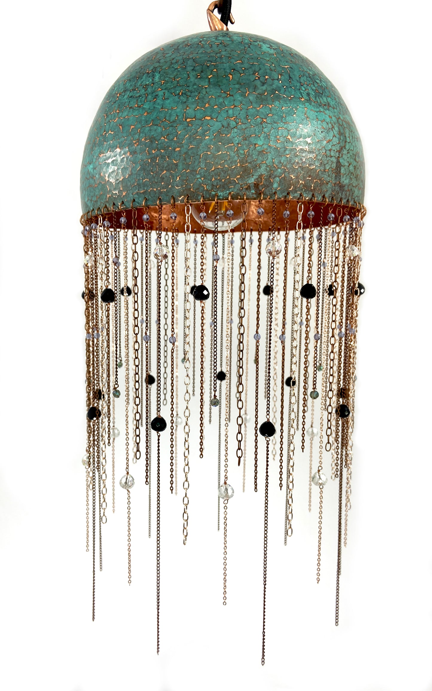 Blue long chain crystal Pendant Lamp