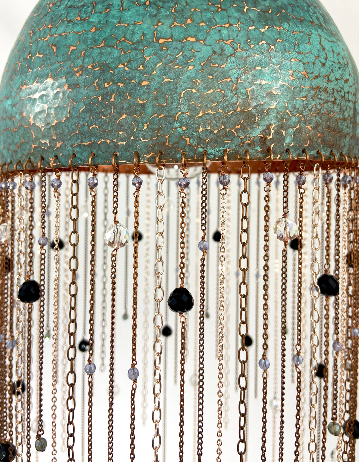 Blue long chain crystal Pendant Lamp