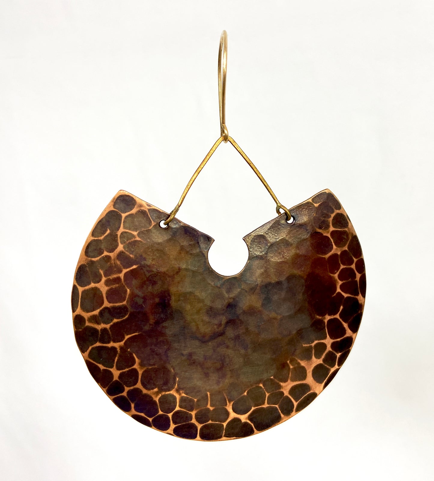 Large Patinated Disc Dangle earrings