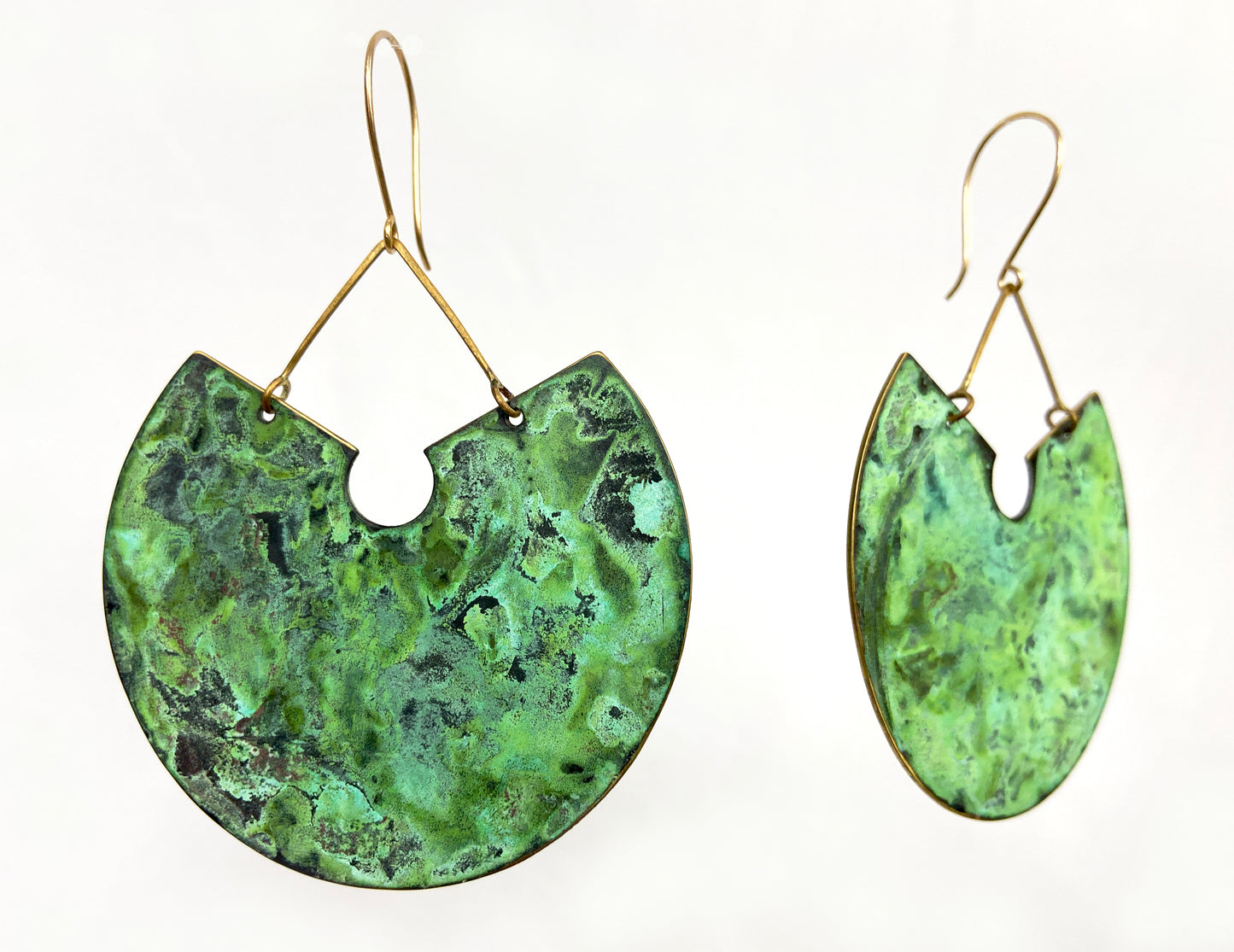Large Patinated Disc Dangle earrings