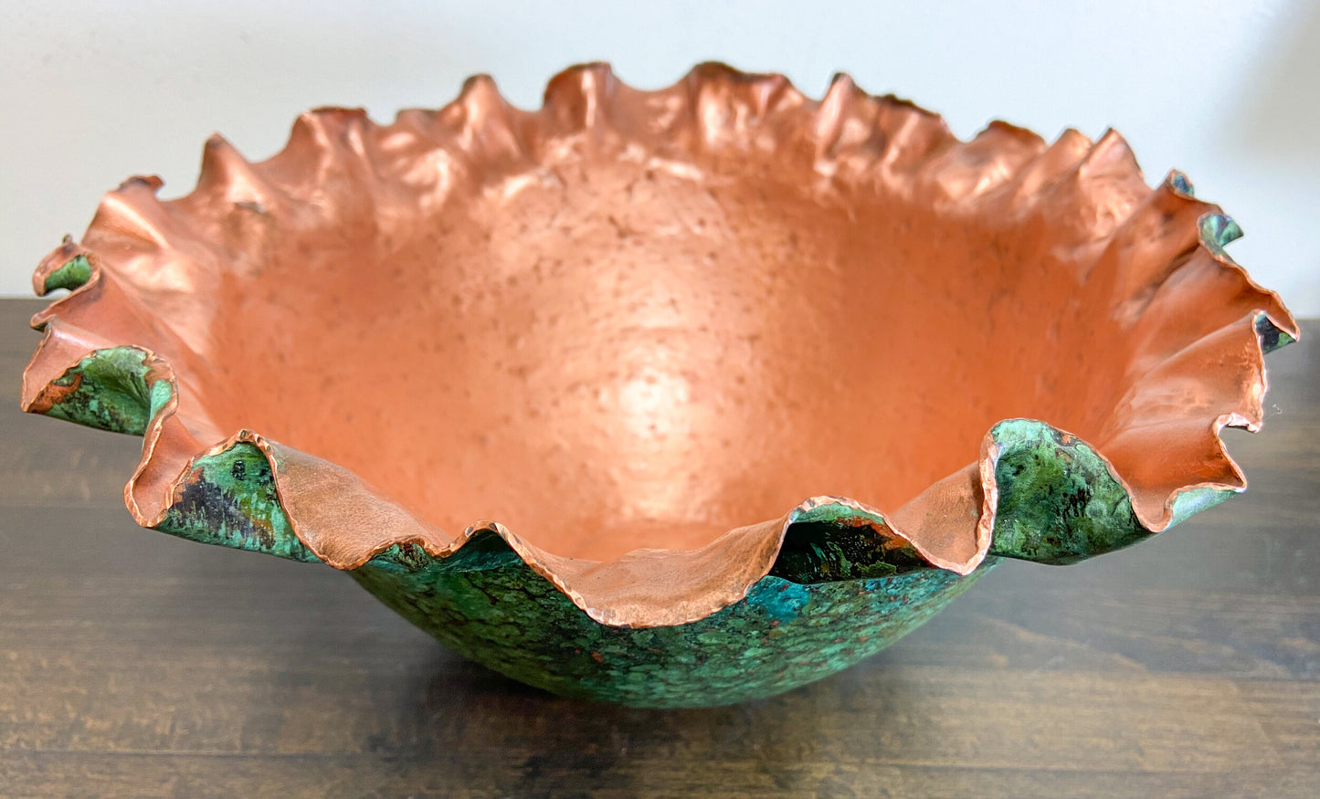 Large Green Floral Serving Bowl